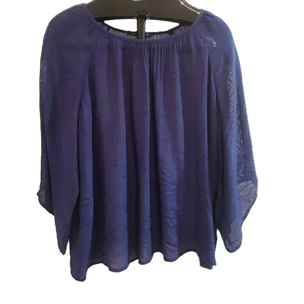 Zac & Rachel Woman Blue Pullover Lightweight Top Plus Size 1X